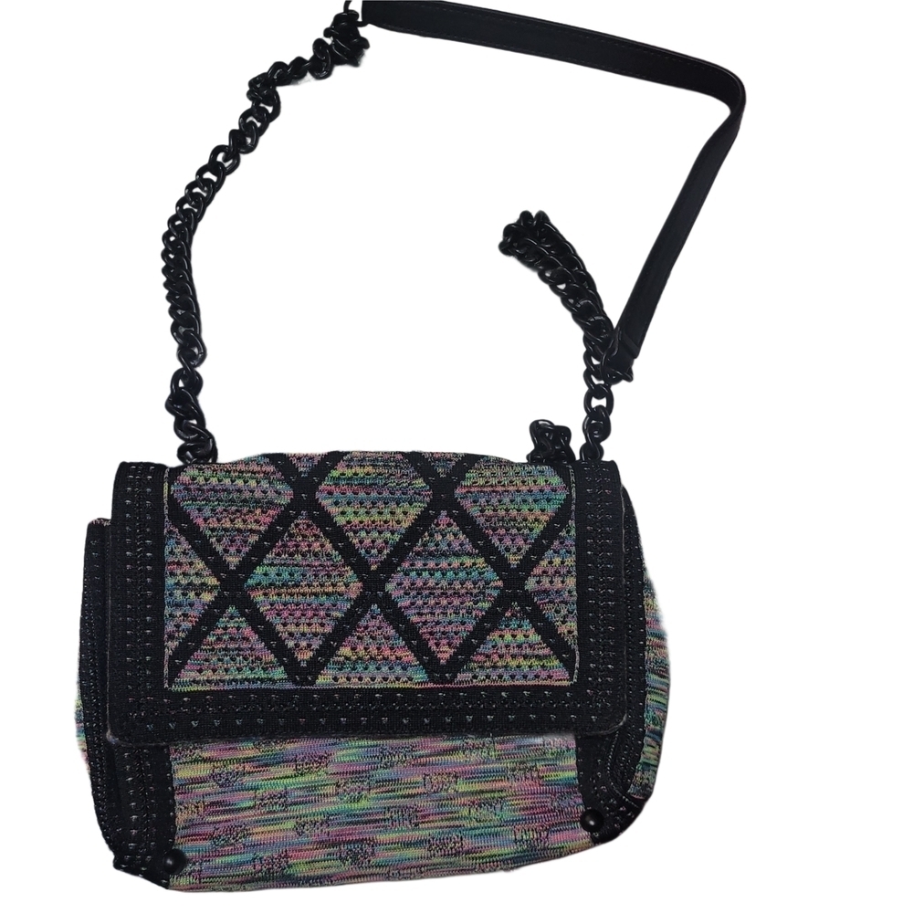 Zara Multicolor Patterned Fabric Purse With Chain Strap